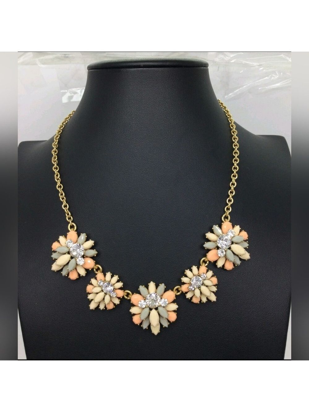 J. Crew Mixed Color Rhinestone Statement Necklace 16" EUC